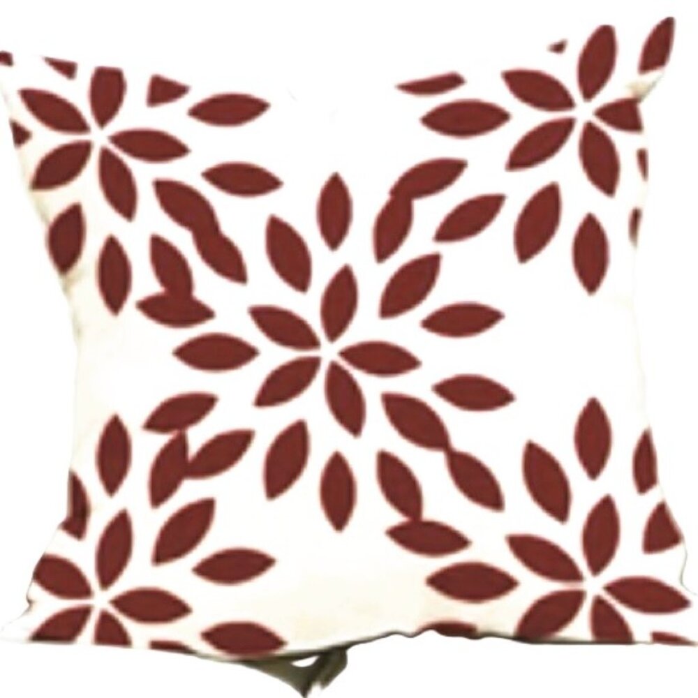 Pillow Cover Cream and Burgundy  Geometric Design 18 x 18 inches